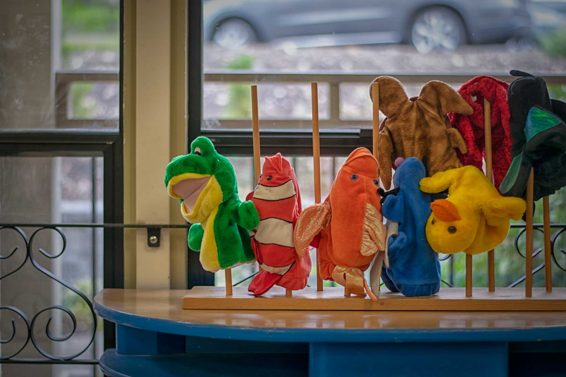 Hand puppets at The Dorris-Eaton preschool in Alamo, CA